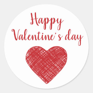 Happy Valentine’s day Red heart Love sayings Classic Round Sticker
