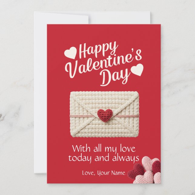 Happy Valentine’s Day Red Love Card with Heart (Front)
