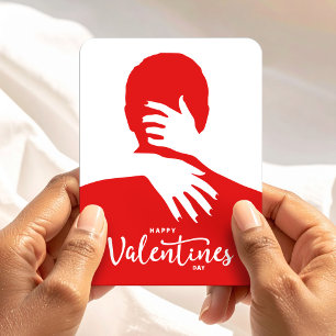 Happy Valentine’s Day Red Love Hug Silhouette Magnet
