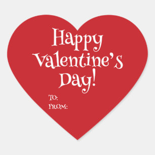 Happy Valentine’s Day red to from blank cute Heart Sticker