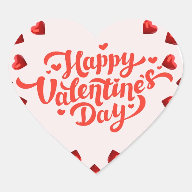 Happy Valentine’s Day Sticker – Cute Heart  (Front)
