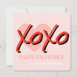Happy Valentine’s Day XoXo modern pink Holiday Card
