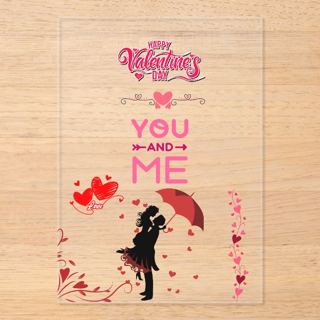 Happy Valentine’s Day – You and Me Romantic Love  Acrylic Invitations (Front)