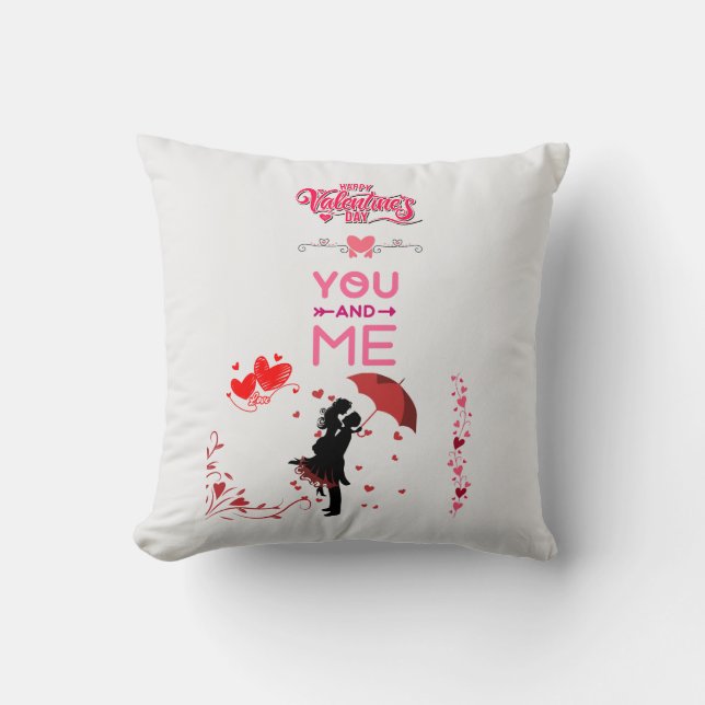 Happy Valentine’s Day – You and Me Romantic Love  Throw Pillow (Front)