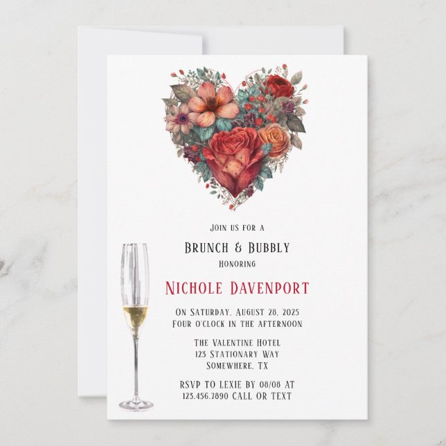 Happy Valentine’s Roses Brunch & Bubbly Invitation (Front)