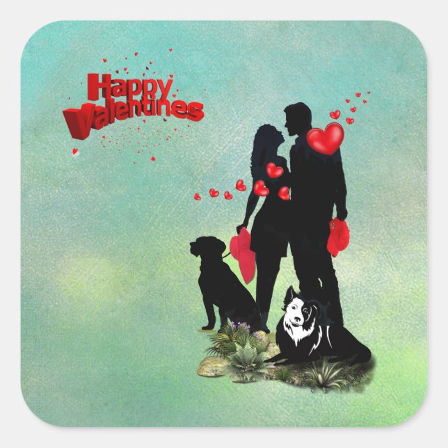 Happy Valentine Square Sticker (Front)