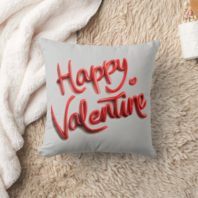 Happy Valentine Sweet Romantic Throw Pillow (Blanket)