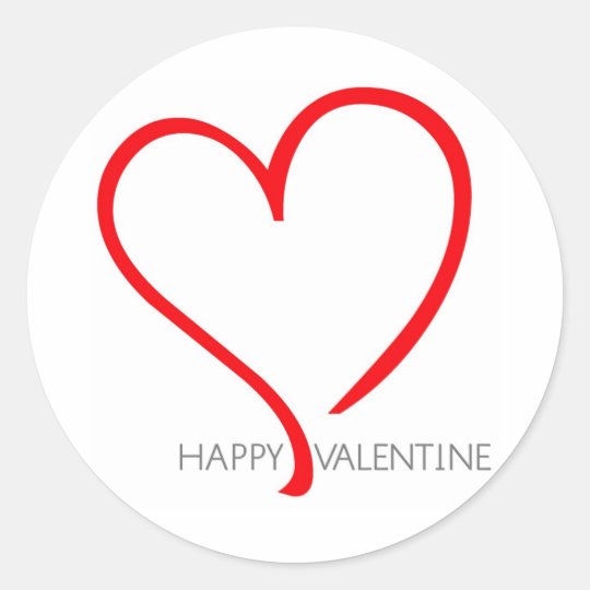 Happy valentine with red heart classic round sticker