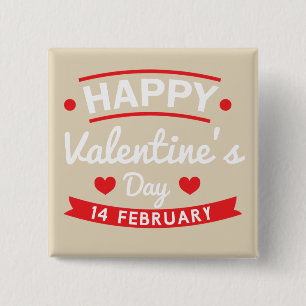 Happy Valentine's 14 February Button