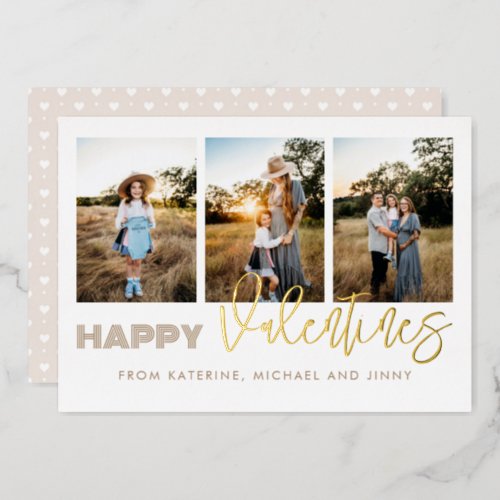 Happy Valentines 3 Photo Collage Family Card