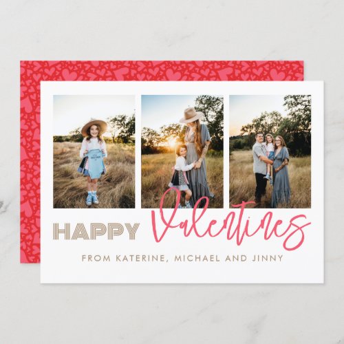 Happy Valentines 3 Photo Collage Family Card