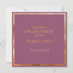 Happy Valentine's AmethystFiligree Frame Text Gold Note Card