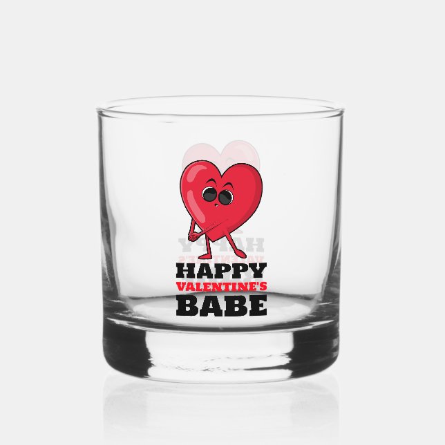 Happy Valentine's Babe Drinkware Set Whiskey Glass (Front)