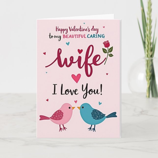 Happy Valentines Beautiful Wife Card (Front)
