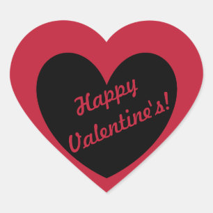 "Happy Valentine's" Black heart on red Sticker
