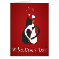 Happy Valentine's Black & White Kitties Card