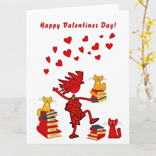 Happy Valentines Book n Cat Lover Card