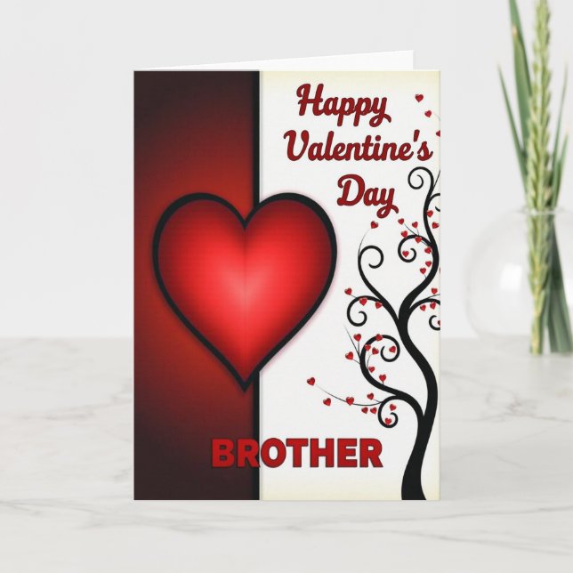 Happy Valentines Brother Heart Tree Card (Front)