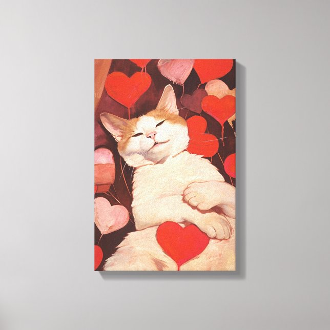 Happy Valentines Cat Canvas Print (Front)