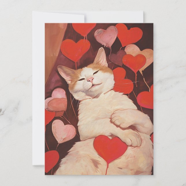 Happy Valentines Cat Holiday Card (Front)