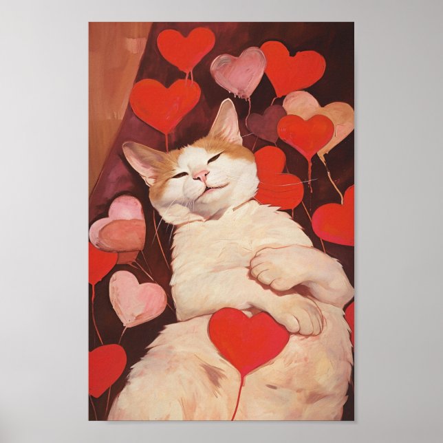 Happy Valentines Cat Poster (Front)