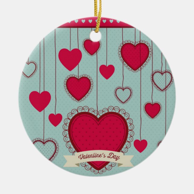 happy valentines ceramic ornament (Front)