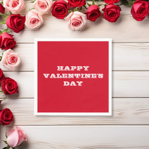 Happy Valentine's Chic Red Valentine's Day Paper Napkins