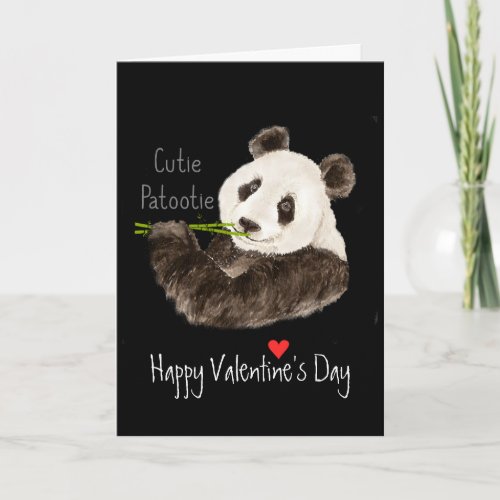 Happy Valentines Cutie Patootie Fun Panda Bear Holiday Card