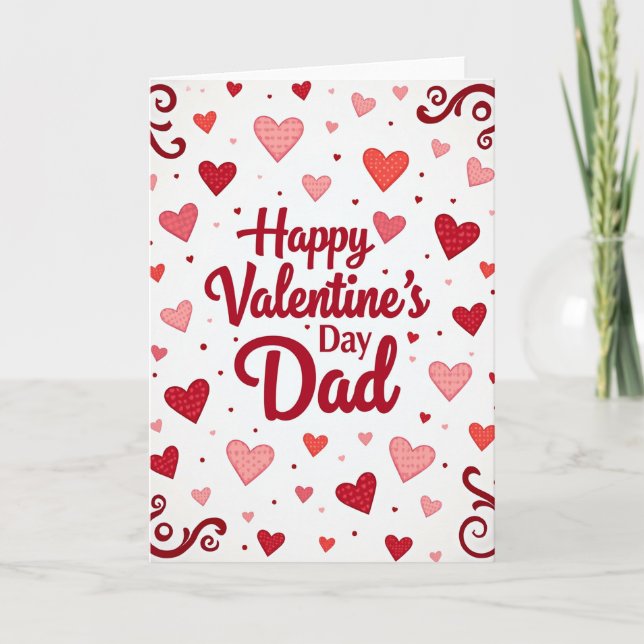 Happy Valentines Dad Dotted Heart Card (Front)