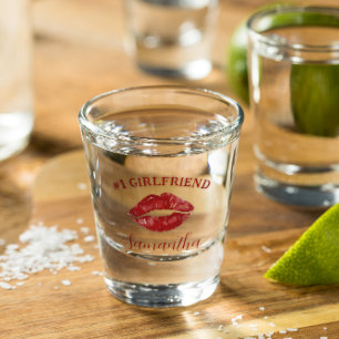 Happy Valentine's Day #1 Girlfriend Personalized Shot Glass