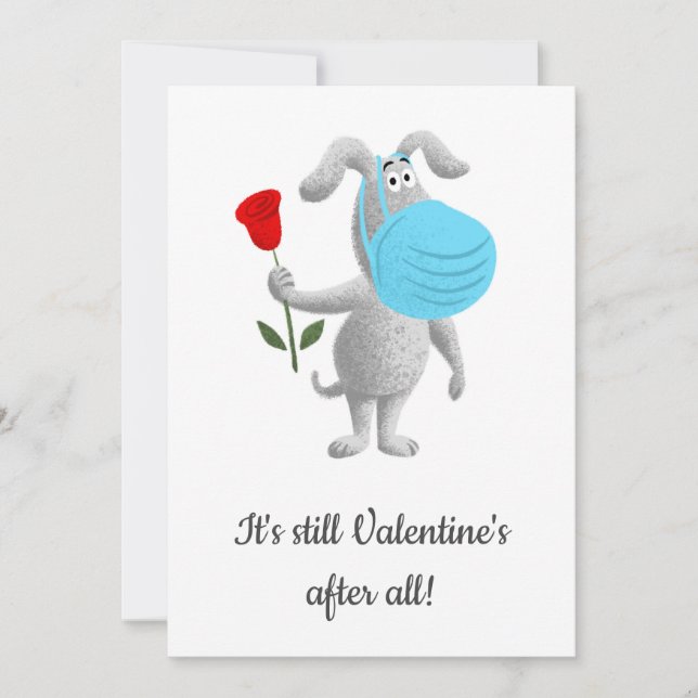 Happy Valentine's Day 2021 Dog Mask Holiday Card (Front)
