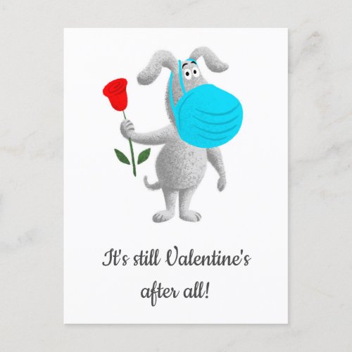 Happy Valentines Day 2021 Dog Mask Holiday Postcard
