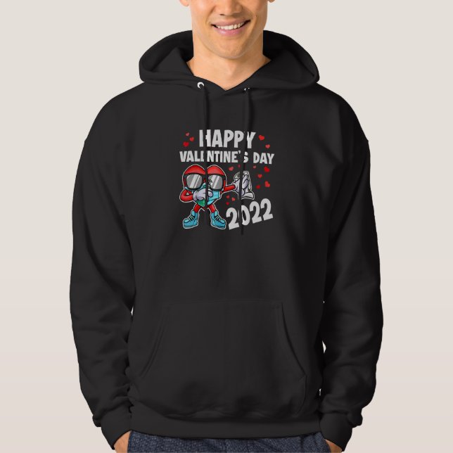 Happy Valentines Day 2022 Dabbing Heart Dab Face M Hoodie (Front)