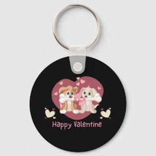 Happy Valentine's Day 2023 Funny Dogs Cute Keychain