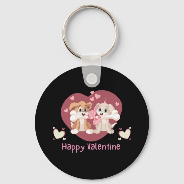 Happy Valentine's Day 2023 Funny Dogs Cute      Keychain (Front)