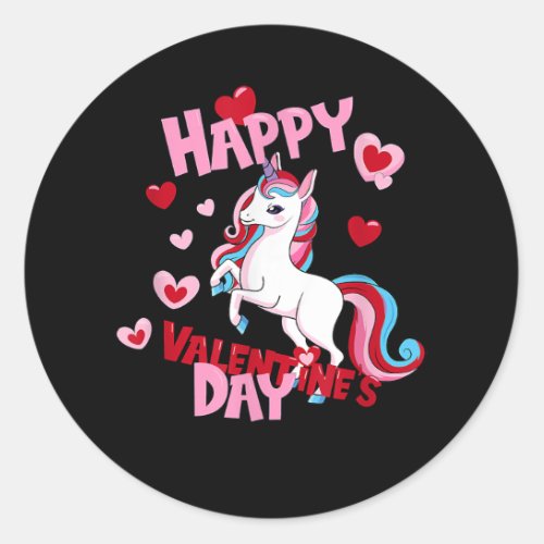 Happy Valentines day 2023 funny unicorn for boys Classic Round Sticker