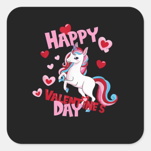 Happy Valentines day 2023 funny unicorn for boys Square Sticker