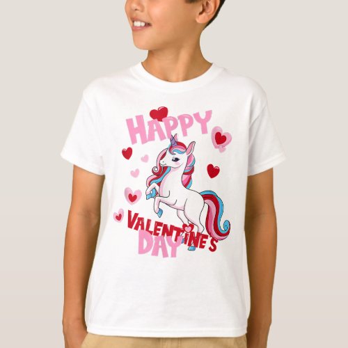 Happy Valentines day 2023 funny unicorn for boys T_Shirt