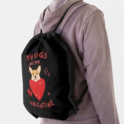 Happy Valentines Day 2024 _Funny Lover Dogs Image Drawstring Bag