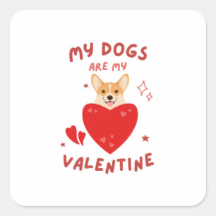 Happy Valentine's Day 2024 -Funny Lover Dogs Image Square Sticker