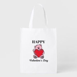 Happy Valentine's Day 2024 -Love Panda Images Grocery Bag