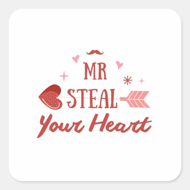 Happy Valentine's Day 2024 -Valentines Day hearts Square Sticker (Front)