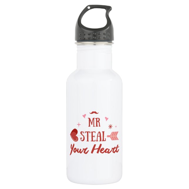 Happy Valentine's Day 2024 -Valentines Day hearts  Stainless Steel Water Bottle (Front)