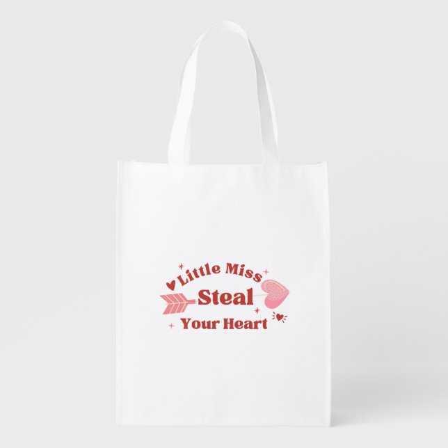 Happy Valentine's Day 2024 -You Steal My Heart    Grocery Bag (Front)