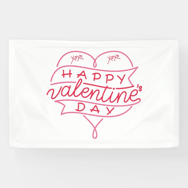 Happy Valentine's Day 2.5x4 Vinyl Banner (Horizontal)