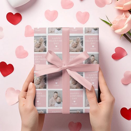 Happy Valentines Day  2 Photo Holiday Wrapping Paper