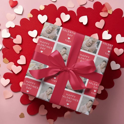 Happy Valentines Day  2 Photo Holiday Wrapping Paper