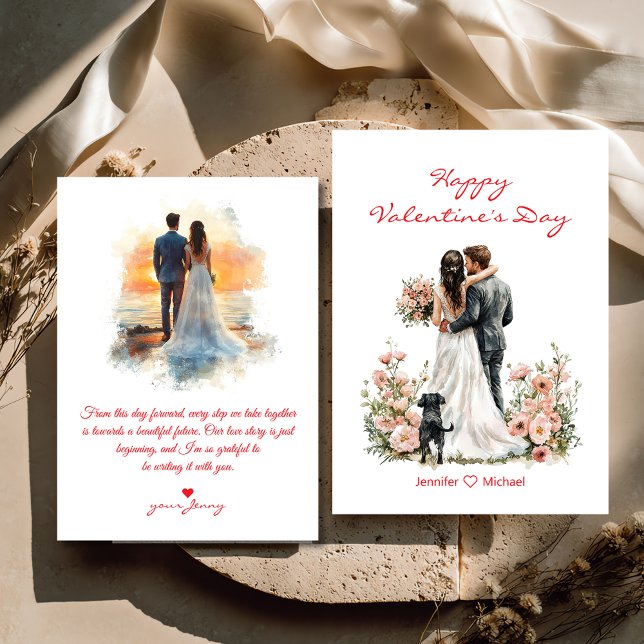 happy valentines day 2 photos illustration budget note card (Creator Uploaded)