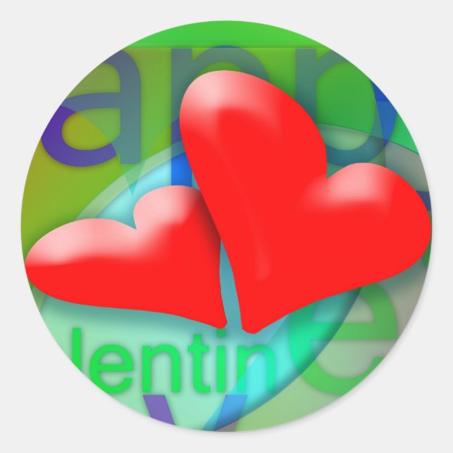 Happy Valentine's Day 2 Red Hearts Sticker (Front)
