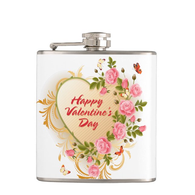 Happy Valentine's Day 2 Wrapped Flask (Front)